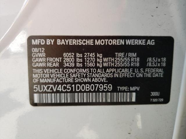 VIN 5UXZV4C51D0B07959 2013 BMW X5, Xdrive35I no.14