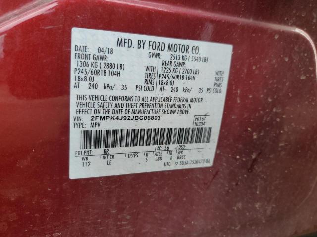 2FMPK4J92JBC06803 Ford EDGE SEL