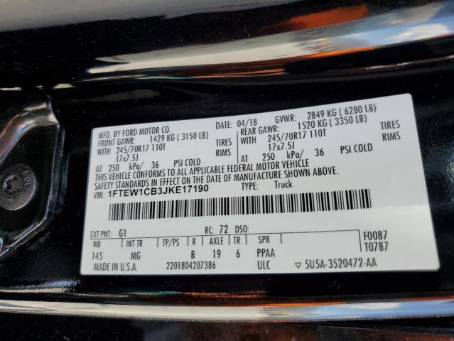 1FTEW1CB3JKE17190 Ford F150 Supercrew