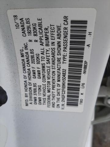 2HGFC2F69KH504832 Honda Civic Lx