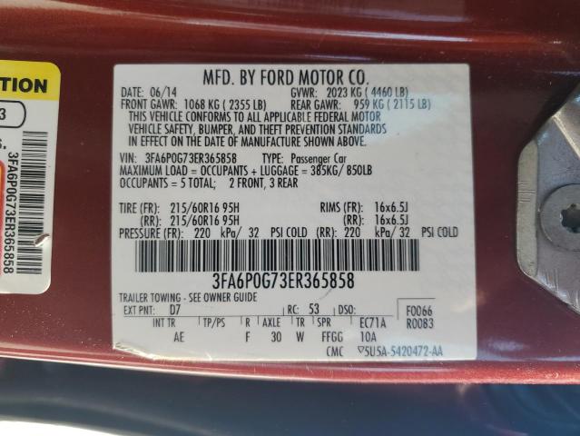 3FA6P0G73ER365858 Ford FUSION S