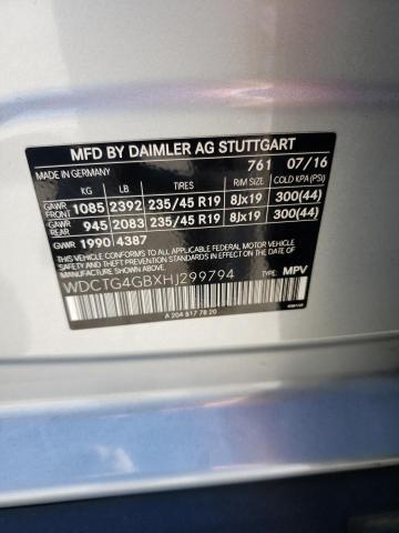 WDCTG4GBXHJ299794 Mercedes-Benz Gla 250 4matic