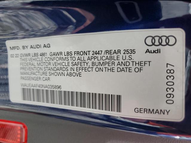 WAUEAAF40NA035896 2022 AUDI A4, photo no. 12