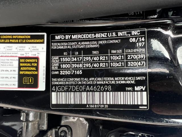 VIN 4JGDF7DE0FA462698 2015 Mercedes-Benz GL-Class, ... no.10