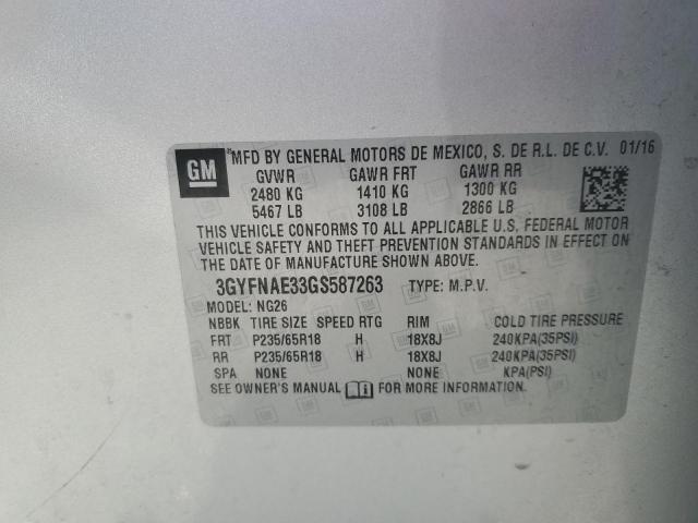 3GYFNAE33GS587263 Cadillac SRX
