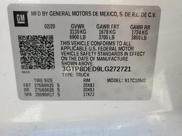 3GTP8DED9LG272721 GMC Sierra C1500 Slt