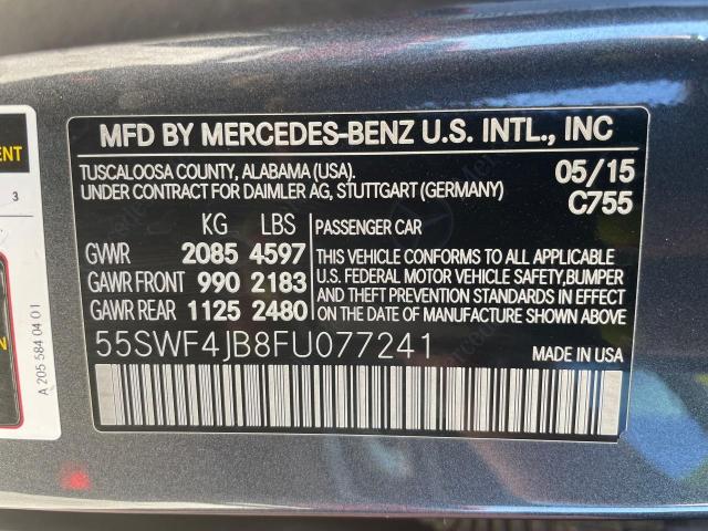 55SWF4JB8FU077241 2015 MERCEDES-BENZ C-CLASS, photo no. 10