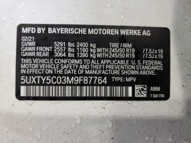 5UXTY5C03M9F87764 2021 BMW X3, photo no. 13