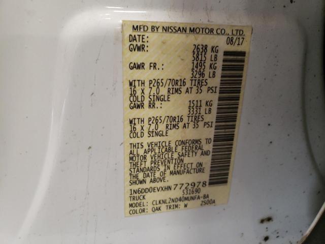 1N6DD0EVXHN772978 Nissan FRONTIER S