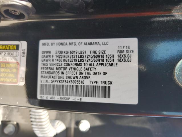 5FPYK3F84KB025510 Honda Ridgeline  12