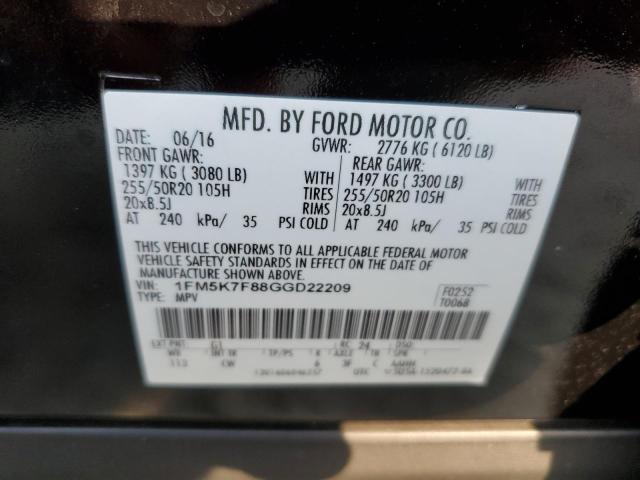 1FM5K7F88GGD22209 Ford Explorer Limited
