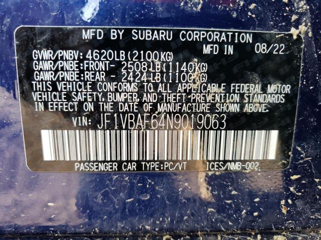 JF1VBAF64N9019063 Subaru Wrx Premium