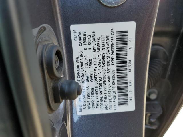 2HGFC1F91GH635068 Honda Civic Touring