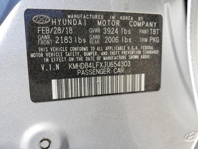 KMHD84LFXJU654303 Hyundai ELANTRA SEL
