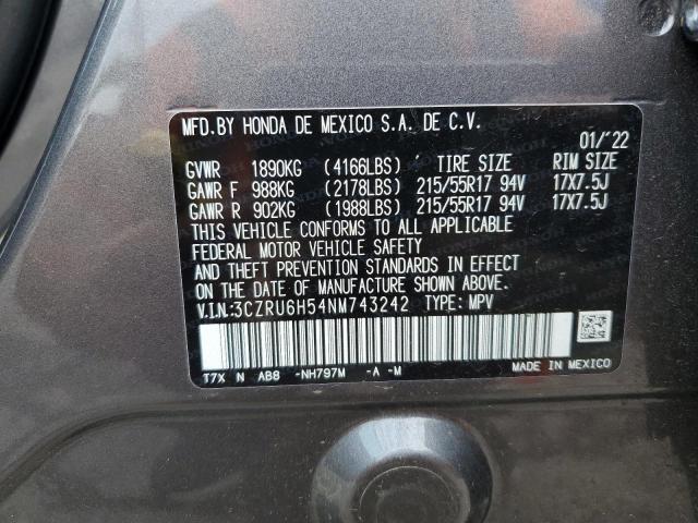 3CZRU6H54NM743242 | 2022 HONDA HR-V EX