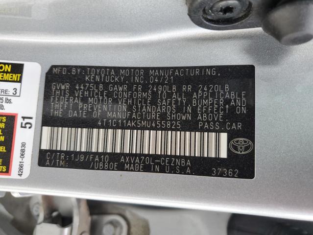 4T1C11AK5MU455825 Toyota Camry LE 10