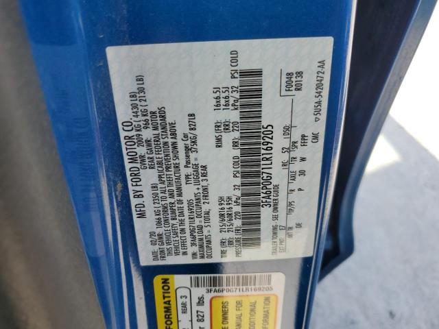 3FA6P0G71LR169205 Ford FUSION S