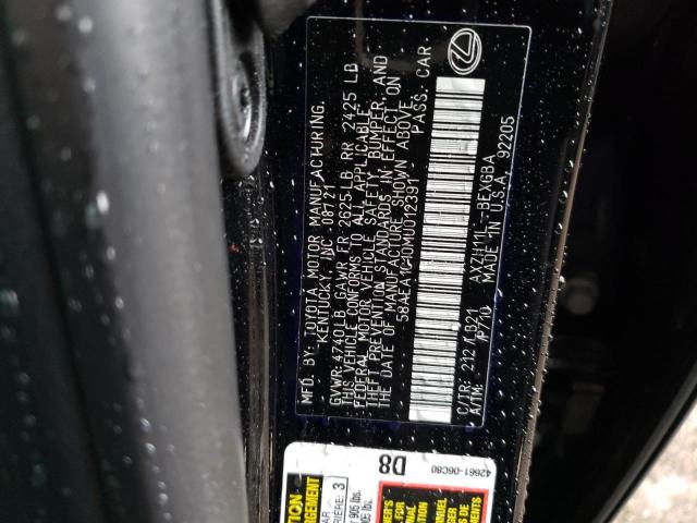 2021 LEXUS ES 300H LU 58AEA1C10MU012391