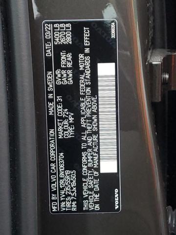 2022 VOLVO XC60 B5 IN - YV4L12RL6N1063704