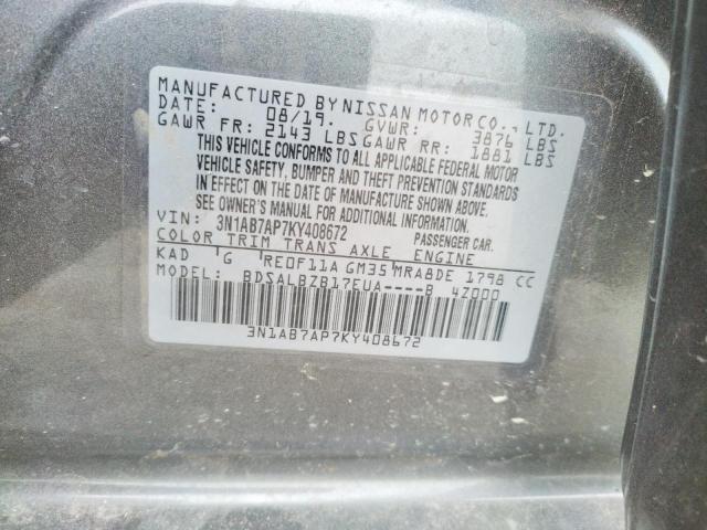 3N1AB7AP7KY408672 Nissan Sentra S 13