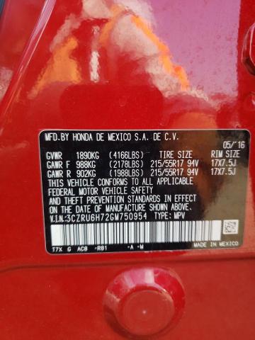 3CZRU6H72GM750954 Honda Hr-v Exl