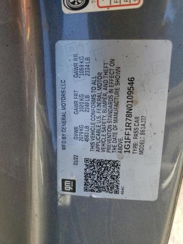 2022 CHEVROLET CAMARO LT1 - 1G1FF1R78N0109546