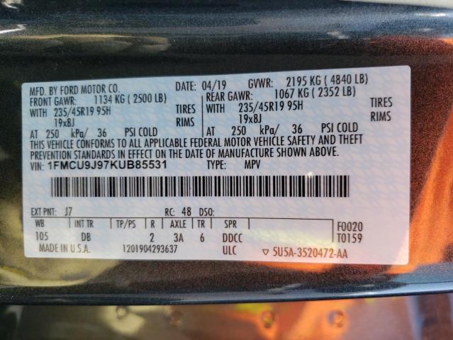 1FMCU9J97KUB85531 2019 FORD ESCAPE, photo no. 14