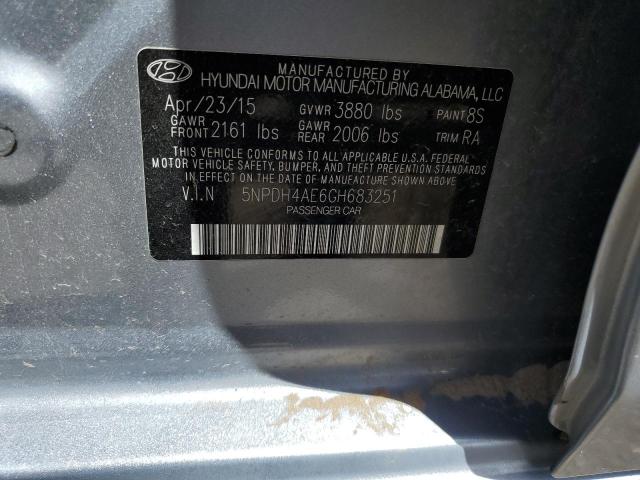 5NPDH4AE6GH683251 Hyundai ELANTRA SE