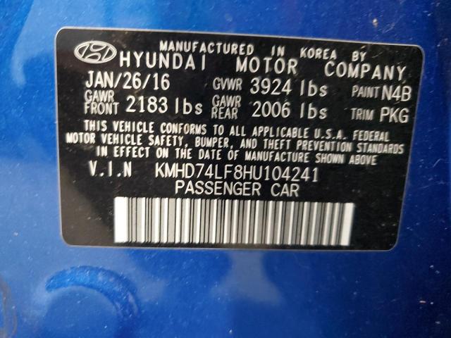 KMHD74LF8HU104241 | 2017 HYUNDAI ELANTRA SE