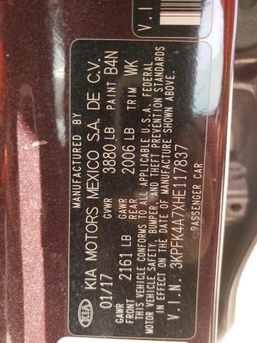 2017 KIA FORTE LX - 3KPFK4A7XHE117837