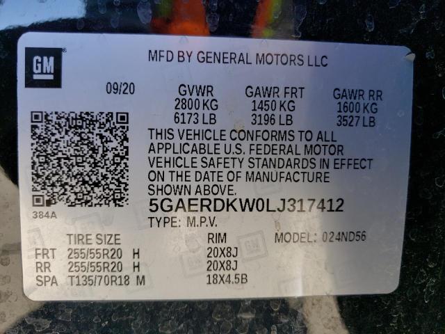 2020 BUICK ENCLAVE AV - 5GAERDKW0LJ317412