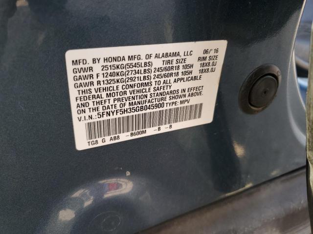 5FNYF5H35GB045900 Honda Pilot Ex