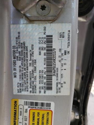 3FA6P0LU5HR223379 | 2017 FORD FUSION SE