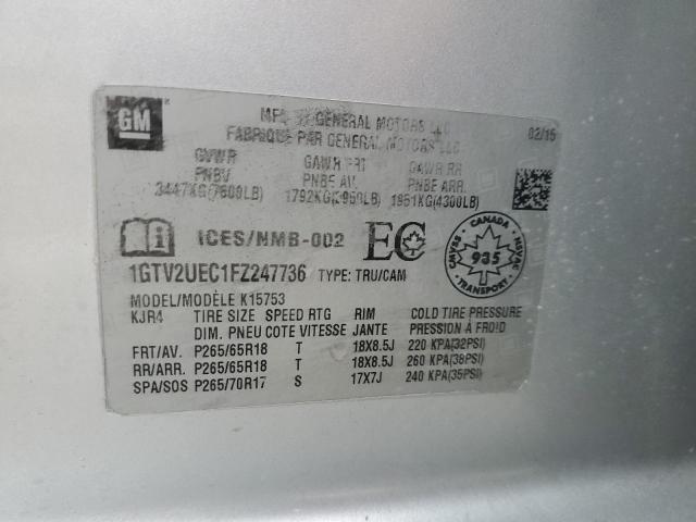 1GTV2UEC1FZ247736 GMC Sierra K1500 Sle