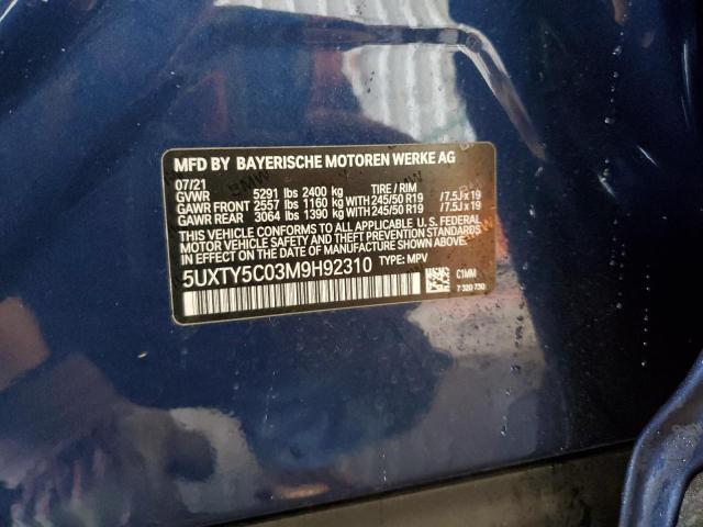 5UXTY5C03M9H92310 2021 BMW X3, photo no. 13