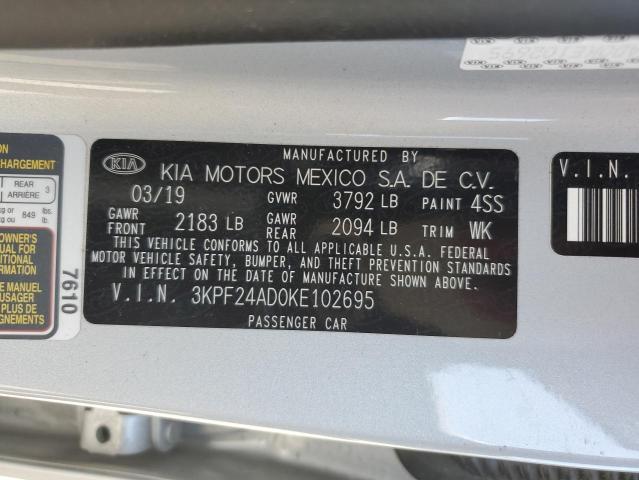 3KPF24AD0KE102695 | 2019 KIA FORTE FE