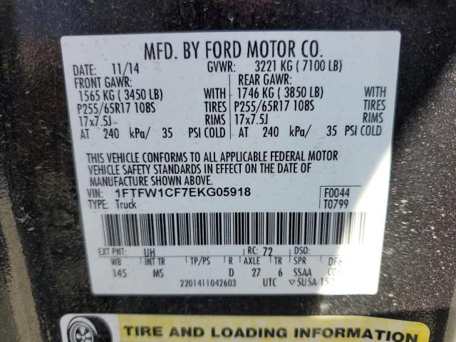 1FTFW1CF7EKG05918 Ford F150 Supercrew