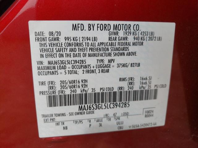 MAJ6S3GL5LC394285 Ford Ecosport Se