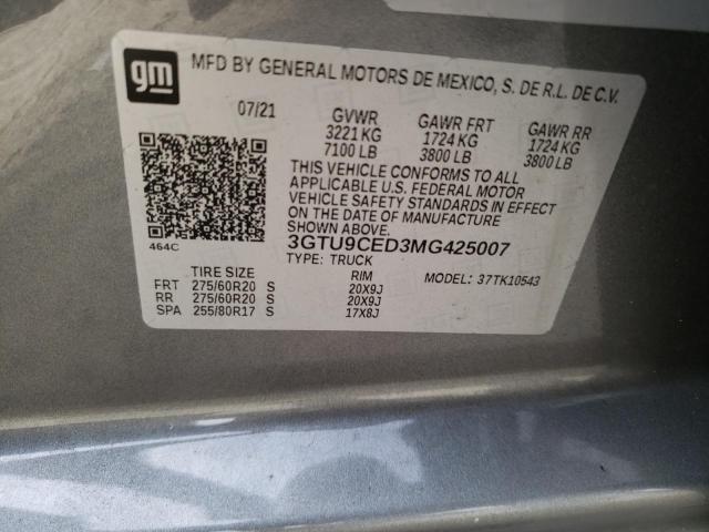 2021 GMC SIERRA K15 - 3GTU9CED3MG425007