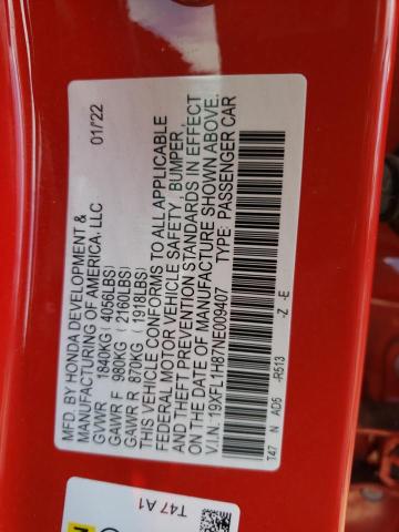 19XFL1H87NE009407 Honda Civic Sport Touring