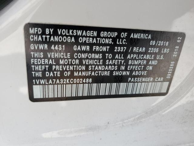 1VWLA7A32KC002486 Volkswagen Passat WOL 10