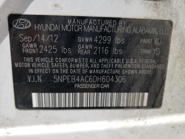 2013 Hyundai Sonata Gls VIN: 5NPEB4AC6DH604306 Lot: 64418843