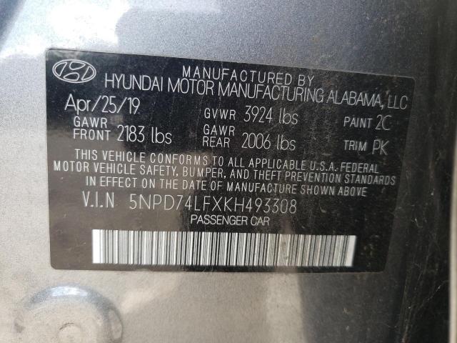 5NPD74LFXKH493308 Hyundai Elantra SE 10