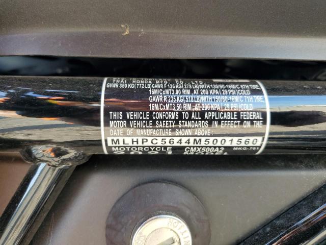 2021 HONDA CMX500 A2 MLHPC5644M5001560