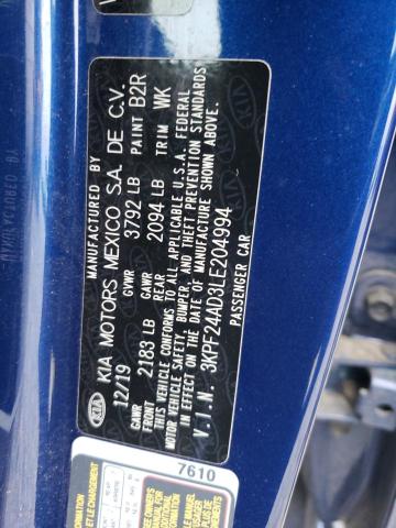 3KPF24AD3LE204994 KIA FORTE FE