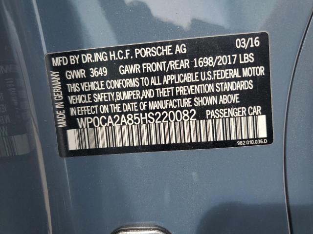 2017 PORSCHE BOXSTER WP0CA2A85HS220082