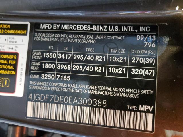 VIN 4JGDF7DE0EA300388 2014 Mercedes-Benz GL-Class, ... no.13