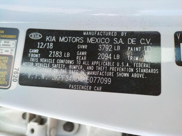 3KPF34AD4KE077099 KIA Forte Gt Line