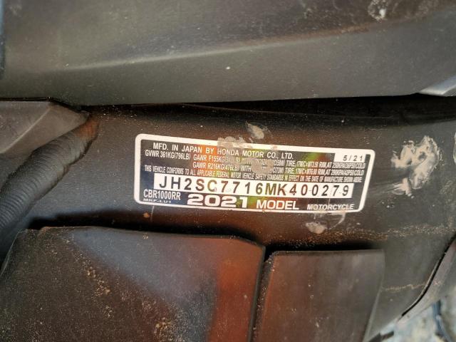 2021 HONDA CBR1000RR JH2SC7716MK400279