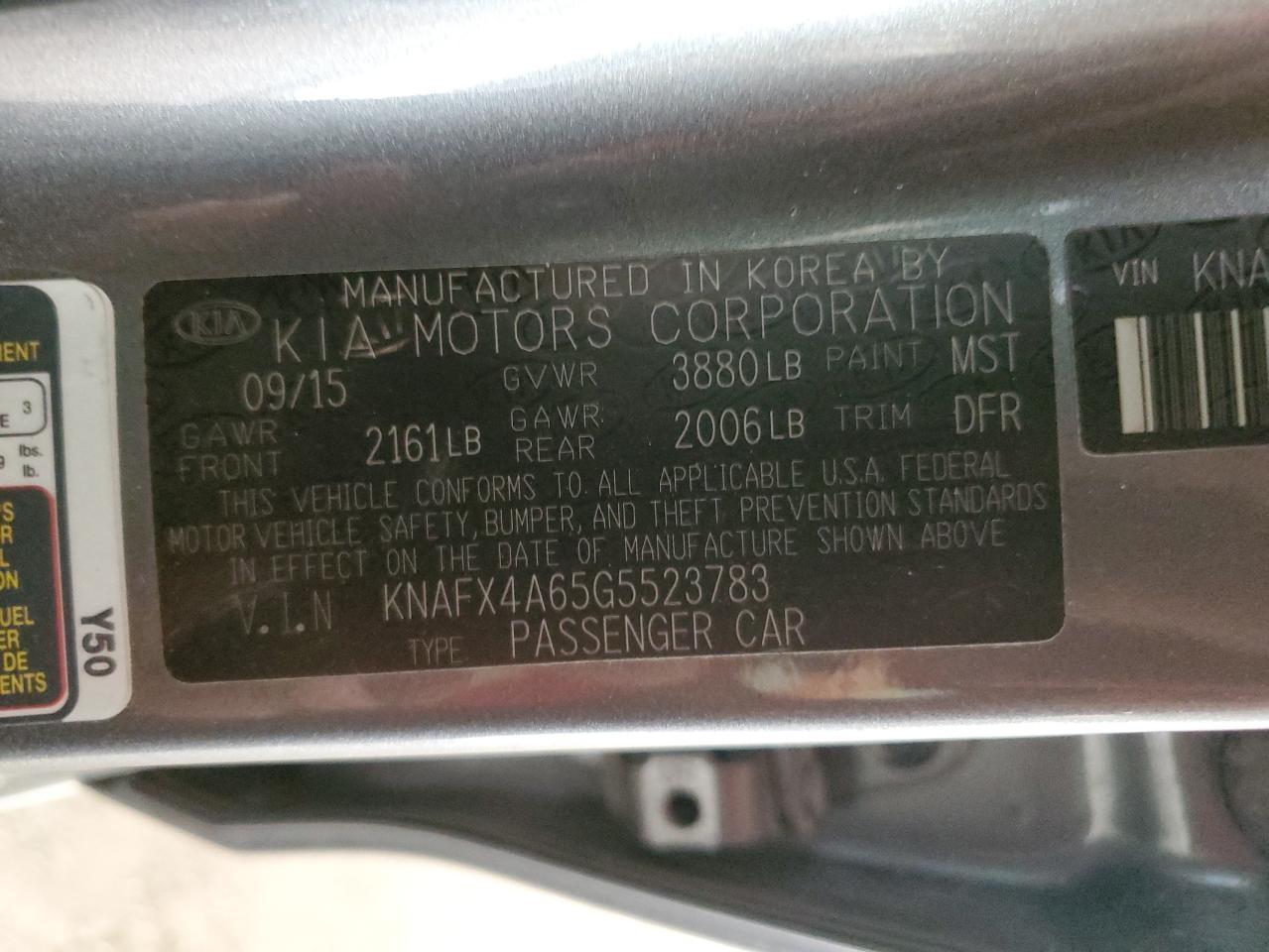 KNAFX4A65G5523783 2016 Kia Forte Lx